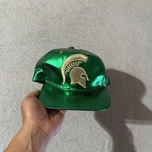 Zephyr Michigan State Spartans Hat Green Metallic Snapback Cap NCAA Rare Vtg